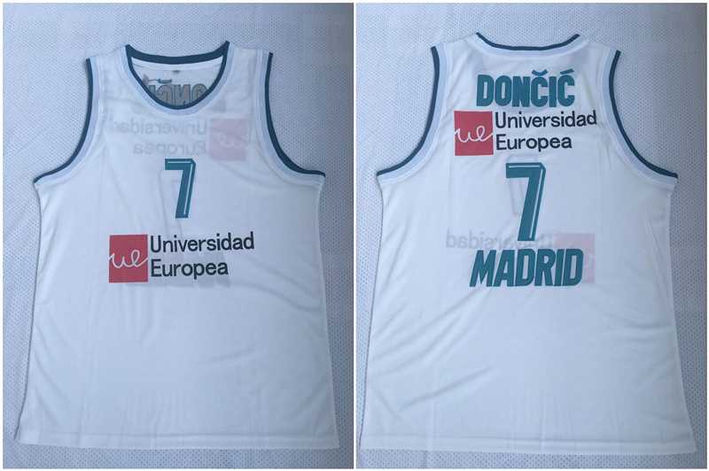 Real Madrid 7 Luka Doncic White Basketball Home Jersey
